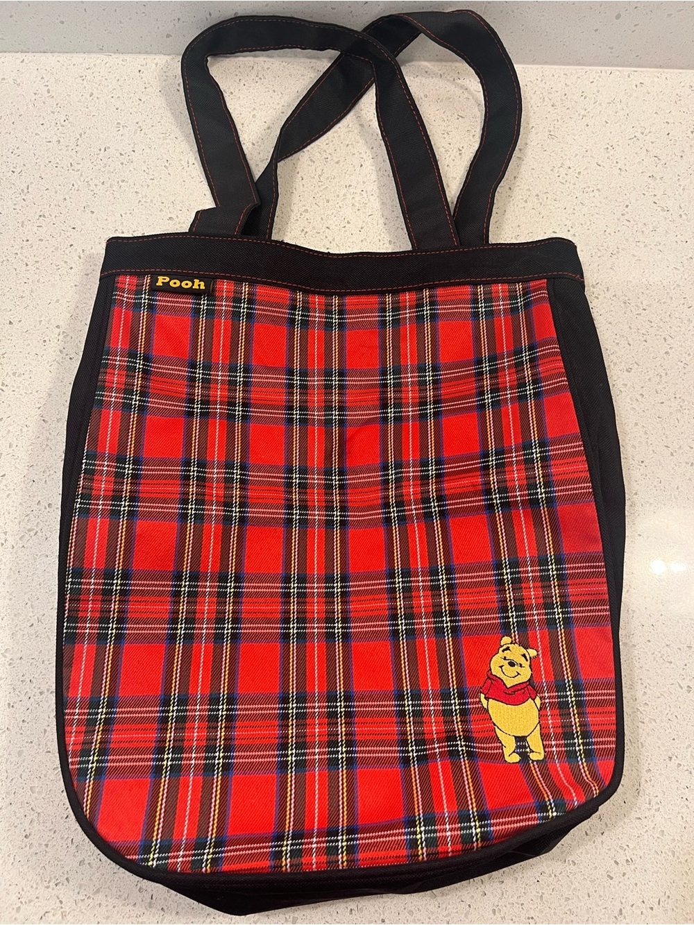 Vintage Winnie the Pooh plaid tote bag